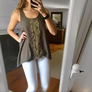 Lush Nordstrom Olive Lace Flowy Tank